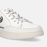Humus White & Dark Blue Leather Sneakers