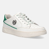 A white Men's bugatti Sneakers featuring a round plain toe, zero heels heel, and a wide fit. Made from premium genuine leather with a durable tpr outsole, this laces design offers both style and comfort.