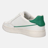 A white Men's bugatti Sneakers featuring a round plain toe, zero heels heel, and a wide fit. Made from premium genuine leather with a durable tpr outsole, this laces design offers both style and comfort.