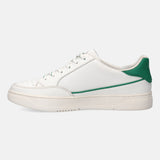 A white Men's bugatti Sneakers featuring a round plain toe, zero heels heel, and a wide fit. Made from premium genuine leather with a durable tpr outsole, this laces design offers both style and comfort.