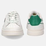 A white Men's bugatti Sneakers featuring a round plain toe, zero heels heel, and a wide fit. Made from premium genuine leather with a durable tpr outsole, this laces design offers both style and comfort.
