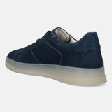 A blue Men's bugatti Sneakers featuring a round plain toe, zero heels heel. Made from suede leather with a durable tpr outsole, this laces design offers both style and comfort.