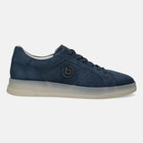 A blue Men's bugatti Sneakers featuring a round plain toe, zero heels heel. Made from suede leather with a durable tpr outsole, this laces design offers both style and comfort.