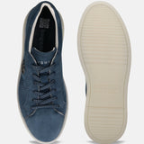 A blue Men's bugatti Sneakers featuring a round plain toe, zero heels heel. Made from suede leather with a durable tpr outsole, this laces design offers both style and comfort.