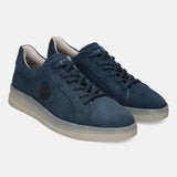 A blue Men's bugatti Sneakers featuring a round plain toe, zero heels heel. Made from suede leather with a durable tpr outsole, this laces design offers both style and comfort.