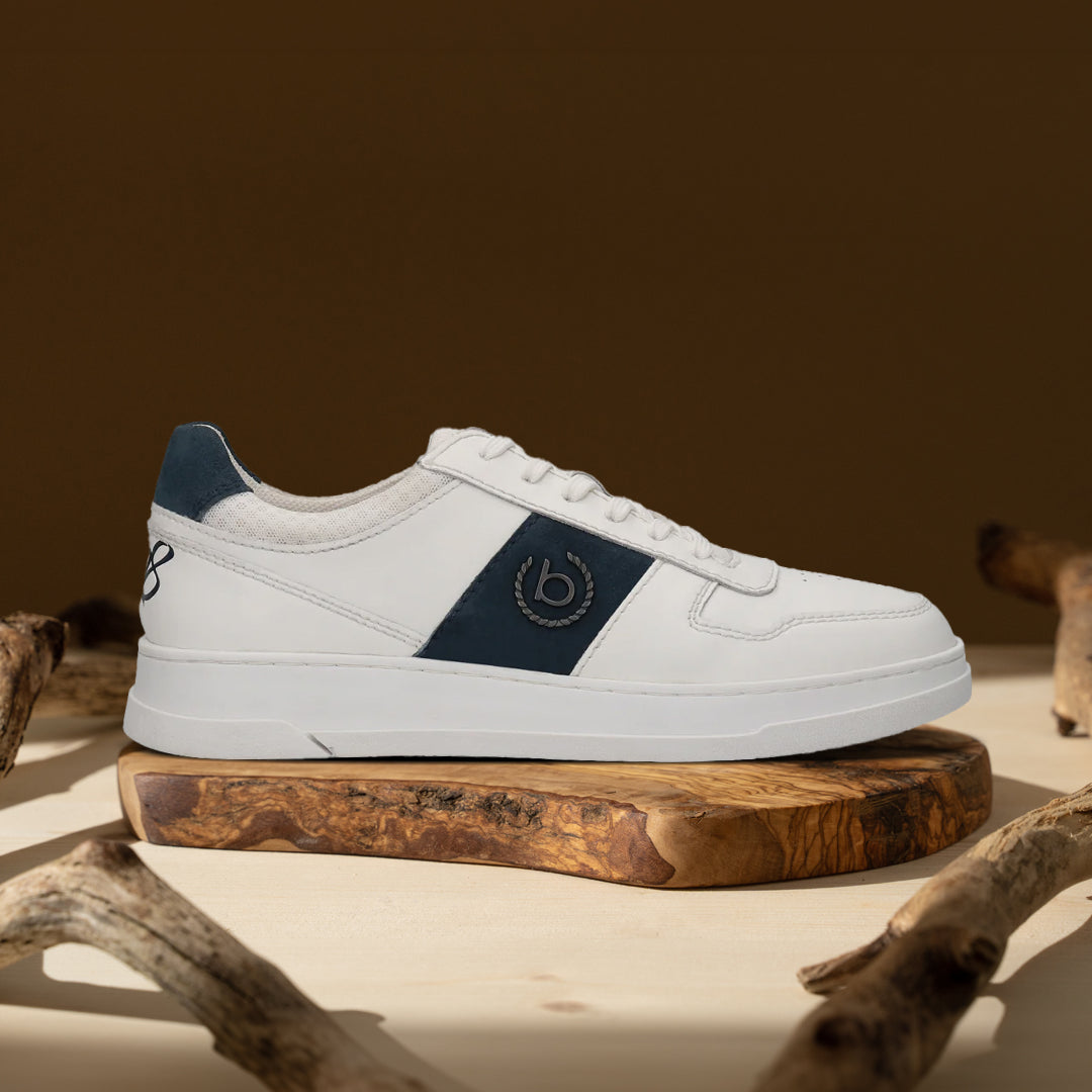 A off-white Men's bugatti Sneakers featuring a round toe plain toe, zero heels heel, and a wide fit. Made from premium genuine leather with a durable tpr outsole, this laces design offers both style and comfort.
