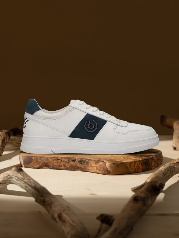 A off-white Men's bugatti Sneakers featuring a round toe plain toe, zero heels heel, and a wide fit. Made from premium genuine leather with a durable tpr outsole, this laces design offers both style and comfort.