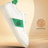 A white Men's bugatti Sneakers featuring a round toe plain toe, zero heels heel, and a wide fit. Made from premium genuine leather with a durable tpr outsole, this laces design offers both style and comfort.