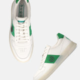 A white Men's bugatti Sneakers featuring a round toe plain toe, zero heels heel, and a wide fit. Made from premium genuine leather with a durable tpr outsole, this laces design offers both style and comfort.