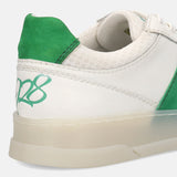 A white Men's bugatti Sneakers featuring a round toe plain toe, zero heels heel, and a wide fit. Made from premium genuine leather with a durable tpr outsole, this laces design offers both style and comfort.