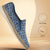 A blue Men's bugatti Casual Loafers featuring a round plain toe, zero heels heel. Made from textile with a durable sebs (block copolymer) outsole, this slip-on design offers both style and comfort.