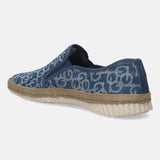 A blue Men's bugatti Casual Loafers featuring a round plain toe, zero heels heel. Made from textile with a durable sebs (block copolymer) outsole, this slip-on design offers both style and comfort.