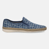 A blue Men's bugatti Casual Loafers featuring a round plain toe, zero heels heel. Made from textile with a durable sebs (block copolymer) outsole, this slip-on design offers both style and comfort.
