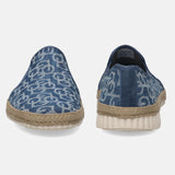 A blue Men's bugatti Casual Loafers featuring a round plain toe, zero heels heel. Made from textile with a durable sebs (block copolymer) outsole, this slip-on design offers both style and comfort.