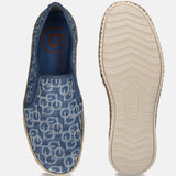 A blue Men's bugatti Casual Loafers featuring a round plain toe, zero heels heel. Made from textile with a durable sebs (block copolymer) outsole, this slip-on design offers both style and comfort.