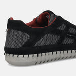 Men's Bugatti stitched black leather shoes with a round toe , a rubber outsole , and laces fastening.