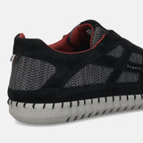 Men's Bugatti stitched black leather shoes with a round toe , a rubber outsole , and laces fastening.