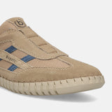 A beige Men's bugatti Slip-On Sneakers featuring a round plain toe, zero heels heel. Made from suede leather with a durable rubber outsole, this slip-on design offers both style and comfort.
