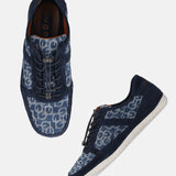 A blue Men's bugatti Sneakers featuring a round toe plain toe, zero heels heel. Made from textile with a durable tpr outsole, this elastic design offers both style and comfort.