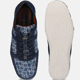 A blue Men's bugatti Sneakers featuring a round toe plain toe, zero heels heel. Made from textile with a durable tpr outsole, this elastic design offers both style and comfort.
