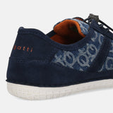 A blue Men's bugatti Sneakers featuring a round toe plain toe, zero heels heel. Made from textile with a durable tpr outsole, this elastic design offers both style and comfort.
