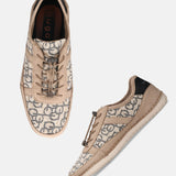 A beige Men's bugatti Sneakers featuring a round toe plain toe, zero heels heel. Made from textile with a durable tpr outsole, this laces design offers both style and comfort.