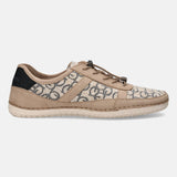 A beige Men's bugatti Sneakers featuring a round toe plain toe, zero heels heel. Made from textile with a durable tpr outsole, this laces design offers both style and comfort.