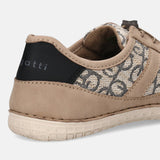 A beige Men's bugatti Sneakers featuring a round toe plain toe, zero heels heel. Made from textile with a durable tpr outsole, this laces design offers both style and comfort.