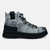 A grey Men's bugatti Casual Boots featuring a round toe plain toe, zero heels heel. Made from synthetic with a durable tpr outsole, this laces design offers both style and comfort.