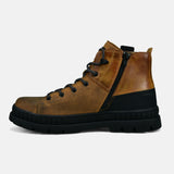 A yellow Men's bugatti Casual Boots featuring a round toe plain toe, zero heels heel. Made from synthetic with a durable tpr outsole, this laces design offers both style and comfort.