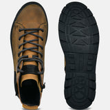 A yellow Men's bugatti Casual Boots featuring a round toe plain toe, zero heels heel. Made from synthetic with a durable tpr outsole, this laces design offers both style and comfort.