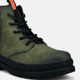 A green Men's bugatti Casual Boots featuring a round toe plain toe, zero heels heel. Made from synthetic with a durable tpr outsole, this zipper design offers both style and comfort.