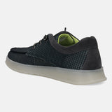 A black Men's bugatti Sneakers featuring a round plain toe, zero heels heel. Made from textile with a durable tpr outsole, this laces design offers both style and comfort.