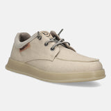 A beige Men's bugatti Sneakers featuring a round plain toe, zero heels heel. Made from textile with a durable tpr outsole, this laces design offers both style and comfort.
