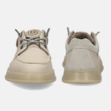 A beige Men's bugatti Sneakers featuring a round plain toe, zero heels heel. Made from textile with a durable tpr outsole, this laces design offers both style and comfort.