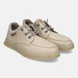 A beige Men's bugatti Sneakers featuring a round plain toe, zero heels heel. Made from textile with a durable tpr outsole, this laces design offers both style and comfort.