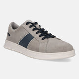 A grey Men's bugatti Sneakers featuring a round plain toe, zero heels heel. Made from suede leather with a durable tpr outsole, this laces design offers both style and comfort.