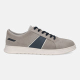 A grey Men's bugatti Sneakers featuring a round plain toe, zero heels heel. Made from suede leather with a durable tpr outsole, this laces design offers both style and comfort.