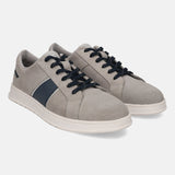 A grey Men's bugatti Sneakers featuring a round plain toe, zero heels heel. Made from suede leather with a durable tpr outsole, this laces design offers both style and comfort.