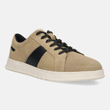 A beige Men's bugatti Sneakers featuring a round plain toe, zero heels heel. Made from suede leather with a durable tpr outsole, this laces design offers both style and comfort.