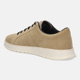A beige Men's bugatti Sneakers featuring a round plain toe, zero heels heel. Made from suede leather with a durable tpr outsole, this laces design offers both style and comfort.