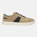 A beige Men's bugatti Sneakers featuring a round plain toe, zero heels heel. Made from suede leather with a durable tpr outsole, this laces design offers both style and comfort.