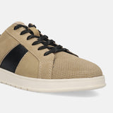 A beige Men's bugatti Sneakers featuring a round plain toe, zero heels heel. Made from suede leather with a durable tpr outsole, this laces design offers both style and comfort.