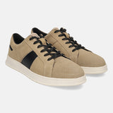 A beige Men's bugatti Sneakers featuring a round plain toe, zero heels heel. Made from suede leather with a durable tpr outsole, this laces design offers both style and comfort.