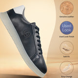 A blue Men's bugatti Sneakers featuring a round plain toe, zero heels heel. Made from premium genuine leather with a durable tpr outsole, this laces design offers both style and comfort.