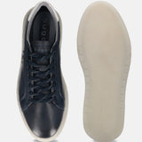 A blue Men's bugatti Sneakers featuring a round plain toe, zero heels heel. Made from premium genuine leather with a durable tpr outsole, this laces design offers both style and comfort.