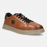 A cognac Men's bugatti Sneakers featuring a round plain toe, zero heels heel. Made from premium genuine leather with a durable tpr outsole, this laces design offers both style and comfort.