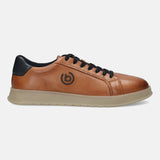 A cognac Men's bugatti Sneakers featuring a round plain toe, zero heels heel. Made from premium genuine leather with a durable tpr outsole, this laces design offers both style and comfort.