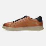 A cognac Men's bugatti Sneakers featuring a round plain toe, zero heels heel. Made from premium genuine leather with a durable tpr outsole, this laces design offers both style and comfort.