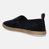 A blue Men's bugatti Espadriles featuring a round toe plain toe, zero heels heel. Made from suede leather with a durable tpr outsole, this slip-on design offers both style and comfort.